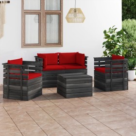 Garden furniture made of 5-piece pallets with solid pine wood cushions by vidaXL, Garden sets - Ref: Foro24-3061821, Price: 4...