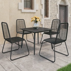 5-teiliges Garten-Ess-Set aus schwarzem PVC-Rattan von vidaXL, Gartensets - Ref: Foro24-3060113, Preis: 349,96 €, Rabatt: %