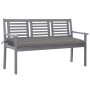 3-seater garden bench in gray eucalyptus wood and 150 cm cushion by vidaXL, garden benches - Ref: Foro24-3061066, Price: 209,...