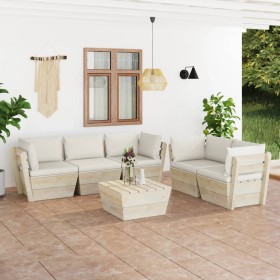 6-piece pallet garden furniture and fir wood cushions by vidaXL, Garden sets - Ref: Foro24-3063518, Price: 521,90 €, Discount: %