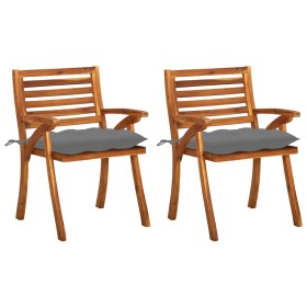 Sillas de comedor jardín con cojines 2 uds madera maciza acacia de vidaXL, Sillas de jardín - Ref: Foro24-3060828, Precio: 19...