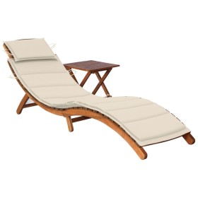 Garden lounger with table and cushion in solid acacia wood by vidaXL, Loungers - Ref: Foro24-3061589, Price: 190,14 €, Discou...