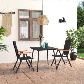 Juego de comedor para jardín 3 piezas negro y marrón de vidaXL, Conjuntos de jardín - Ref: Foro24-3060088, Precio: 246,99 €, ...