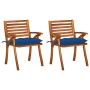 Sillas de comedor jardín con cojines 2 uds madera maciza acacia de vidaXL, Sillas de jardín - Ref: Foro24-3060855, Precio: 19...