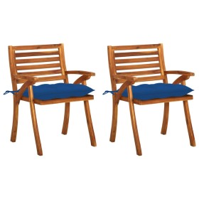 Garden dining chairs with cushions 2 pcs solid acacia wood by vidaXL, Garden chairs - Ref: Foro24-3060855, Price: 191,40 €, D...