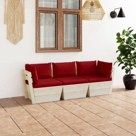 Garden pallet sofa, 3-seater with fir wood cushions by vidaXL, Garden sets - Ref: Foro24-3063405, Price: 250,95 €, Discount: %