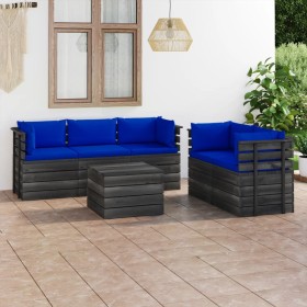 Garden pallet furniture 6 pieces cushions solid pine wood by vidaXL, Garden sets - Ref: Foro24-3061897, Price: 549,47 €, Disc...