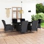 Garten-Esszimmergarnitur 7-teilige Kissen synthetisches Rattan dunkelgrau von vidaXL, Gartensets - Ref: Foro24-3060136, Preis...