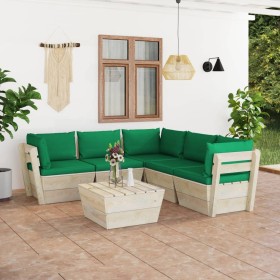 6-piece pallet garden furniture and fir wood cushions by vidaXL, Garden sets - Ref: Foro24-3063533, Price: 450,99 €, Discount: %