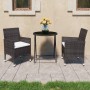 Garden bistro set 3 pieces PE rattan brown tempered glass by vidaXL, Garden sets - Ref: Foro24-3058381, Price: 196,78 €, Disc...