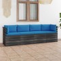 4-Sitzer-Gartensofa aus Paletten und Kissen aus massivem Kiefernholz von vidaXL, Gartensets - Ref: Foro24-3061747, Preis: 391...