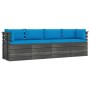 4-Sitzer-Gartensofa aus Paletten und Kissen aus massivem Kiefernholz von vidaXL, Gartensets - Ref: Foro24-3061747, Preis: 391...