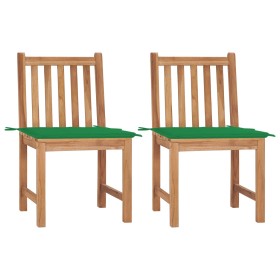 Garden chairs 2 units solid teak wood with cushions by vidaXL, Garden chairs - Ref: Foro24-3062921, Price: 205,93 €, Discount: %