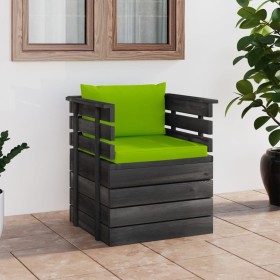 Garden armchair with pine wood cushions by vidaXL, Modular outdoor sofas - Ref: Foro24-3061730, Price: 86,10 €, Discount: %