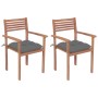 Garden chairs 2 pcs solid teak wood with gray cushions by vidaXL, Garden chairs - Ref: Foro24-3062278, Price: 180,58 €, Disco...