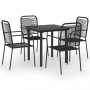 Set de comedor de jardín de 5 piezas vidrio y acero negro de vidaXL, Conjuntos de jardín - Ref: Foro24-3060208, Precio: 294,7...