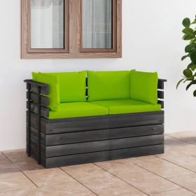 2-seater garden pallet sofa and solid pine wood cushions by vidaXL, Garden sets - Ref: Foro24-3061742, Price: 207,08 €, Disco...