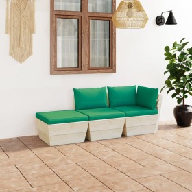 Garden furniture made of 3-piece pallets and fir wood cushions by vidaXL, Garden sets - Ref: Foro24-3063425, Price: 193,99 €,...