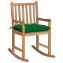 Silla mecedora de madera maciza de teca con cojín verde de vidaXL, Sillas de jardín - Ref: Foro24-3062777, Precio: 151,23 €, ...