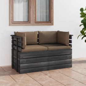 2-Sitzer-Gartensofa aus Paletten und Kissen aus massivem Kiefernholz von vidaXL, Gartensets - Ref: Foro24-3061739, Preis: 256...