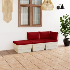 Garden furniture made of 3-piece pallets and fir wood cushions by vidaXL, Garden sets - Ref: Foro24-3063429, Price: 197,99 €,...