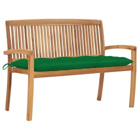 Stackable garden bench and solid teak wood cushion 128.5 cm by vidaXL, garden benches - Ref: Foro24-3063299, Price: 184,99 €,...