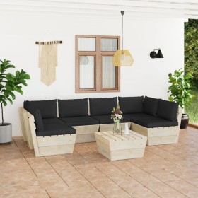 7-piece pallet garden furniture and fir wood cushions by vidaXL, Garden sets - Ref: Foro24-3063595, Price: 544,40 €, Discount: %