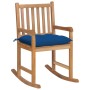 Solid Teak Wood Rocking Chair with Blue Cushion by vidaXL, Garden chairs - Ref: Foro24-3062782, Price: 156,25 €, Discount: %