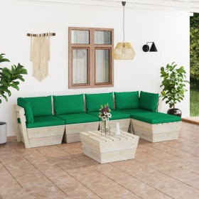 6-piece pallet garden furniture and fir wood cushions by vidaXL, Garden sets - Ref: Foro24-3063509, Price: 385,99 €, Discount: %