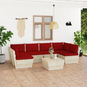 7-piece pallet garden furniture and fir wood cushions by vidaXL, Garden sets - Ref: Foro24-3063597, Price: 529,13 €, Discount: %