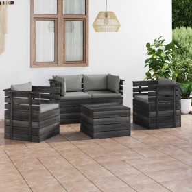 Garden furniture made of 5-piece pallets with solid pine wood cushions by vidaXL, Garden sets - Ref: Foro24-3061816, Price: 5...