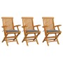 Garden chairs 3 units with gray teak wood cushions by vidaXL, Garden chairs - Ref: Foro24-3062515, Price: 229,52 €, Discount: %