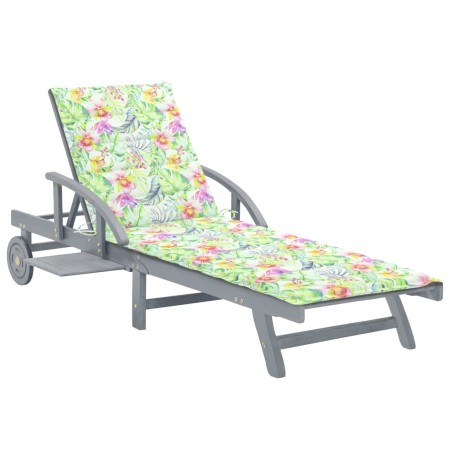 Garden lounger with solid acacia wood cushion by vidaXL, Loungers - Ref: Foro24-3061341, Price: 192,86 €, Discount: %