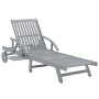 Garden lounger with solid acacia wood cushion by vidaXL, Loungers - Ref: Foro24-3061341, Price: 192,86 €, Discount: %