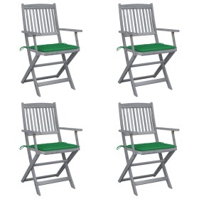 Folding garden chairs 4 pcs cushions solid acacia wood by vidaXL, Garden chairs - Ref: Foro24-3064514, Price: 190,99 €, Disco...