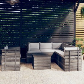 Garden pallet furniture 7 pieces cushions solid pine wood by vidaXL, Garden sets - Ref: Foro24-3061912, Price: 662,99 €, Disc...