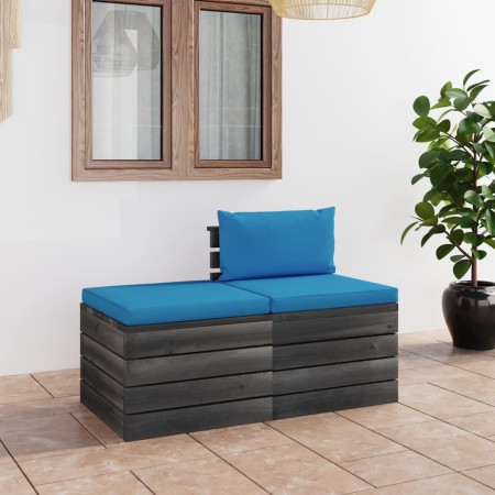 Pallet garden furniture 2 pieces with solid pine wood cushions by vidaXL, Garden sets - Ref: Foro24-3061675, Price: 138,99 €,...