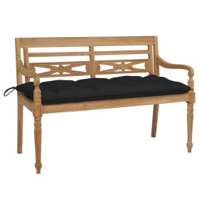 Batavia solid teak bench with black cushion 120 cm by vidaXL, garden benches - Ref: Foro24-3062176, Price: 210,99 €, Discount: %