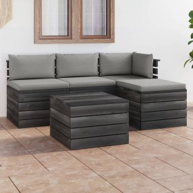 Pallet garden furniture 5 pieces with solid pine wood cushions by vidaXL, Garden sets - Ref: Foro24-3061792, Price: 368,99 €,...