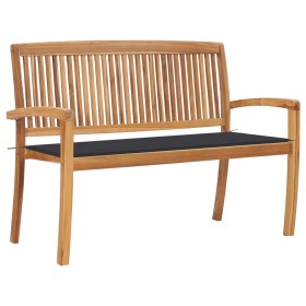 Stackable garden bench with solid teak wood cushion 128.5 cm by vidaXL, garden benches - Ref: Foro24-3063279, Price: 192,99 €...