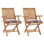 Garden chairs 2 pcs teak wood with red checkered cushions by vidaXL, Garden chairs - Ref: Foro24-3062419, Price: 207,35 €, Di...