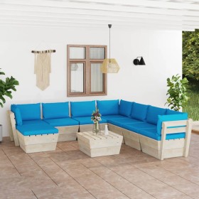 9-piece pallet garden furniture and fir wood cushions by vidaXL, Garden sets - Ref: Foro24-3063664, Price: 621,99 €, Discount: %