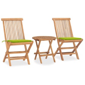 Folding garden dining set 3 pieces teak wood cushions by vidaXL, Garden sets - Ref: Foro24-3063182, Price: 164,45 €, Discount: %