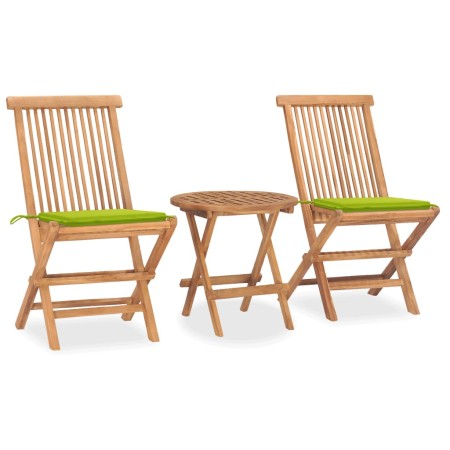 Folding garden dining set 3 pieces teak wood cushions by vidaXL, Garden sets - Ref: Foro24-3063182, Price: 164,99 €, Discount: %