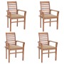 Dining chairs 4 pcs solid teak wood with beige cushions by vidaXL, Garden chairs - Ref: Foro24-3062625, Price: 396,28 €, Disc...