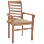 Dining chairs 4 pcs solid teak wood with beige cushions by vidaXL, Garden chairs - Ref: Foro24-3062625, Price: 396,28 €, Disc...