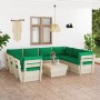 9-piece pallet garden furniture and fir wood cushions by vidaXL, Garden sets - Ref: Foro24-3063605, Price: 593,99 €, Discount: %