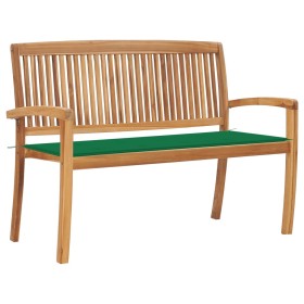 Stackable garden bench and solid teak wood cushion 128.5 cm by vidaXL, garden benches - Ref: Foro24-3063284, Price: 184,99 €,...