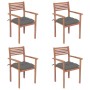 Garden chairs with cushions 4 pcs solid teak wood in gray by vidaXL, Garden chairs - Ref: Foro24-3062305, Price: 334,32 €, Di...