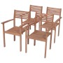 Garden chairs with cushions 4 pcs solid teak wood in gray by vidaXL, Garden chairs - Ref: Foro24-3062305, Price: 334,32 €, Di...